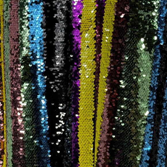 Love this! Davi & Dani Multi-Color Mulit-Strip Sequin A-Line Stretch Ski… - Picture 7 of 8